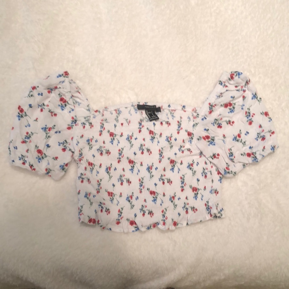 Forever 21 Floral Crop Top Blouse